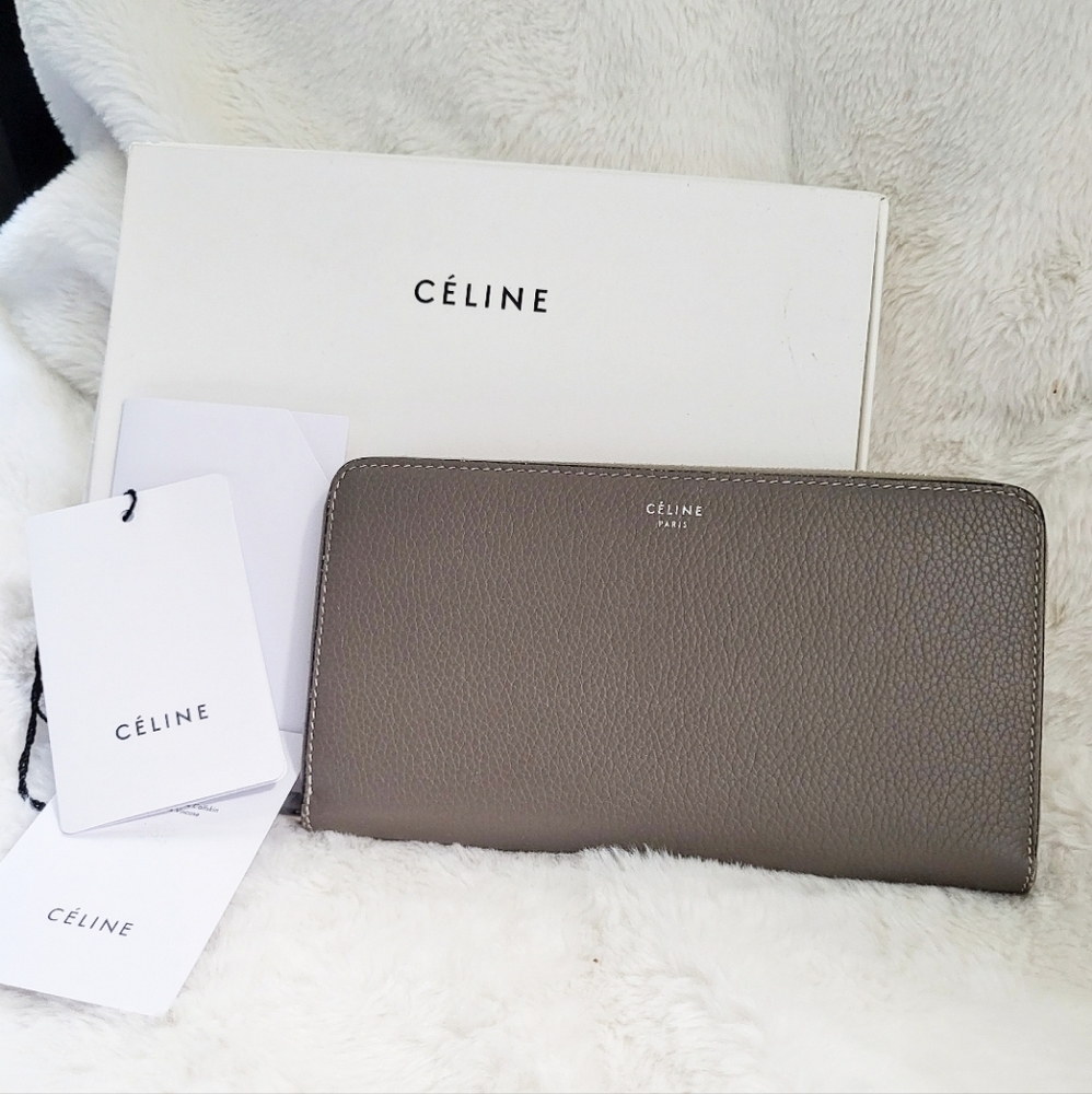 CELINE Grey Souris Long Zippy Wallet